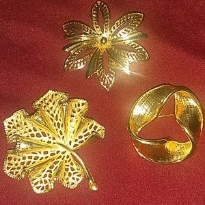 Three  12k Vintage Gold brooches.